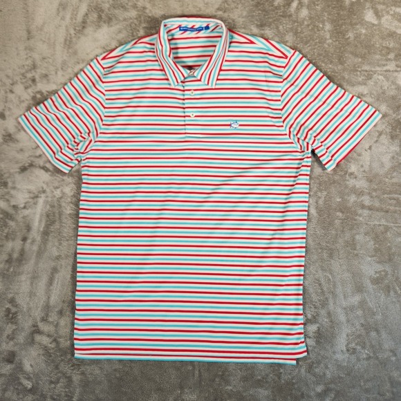 Southern Tide Other - Southern Tide T3 Tide to Trail Polo Shirt Mens Large Red Teal Stripe Golf